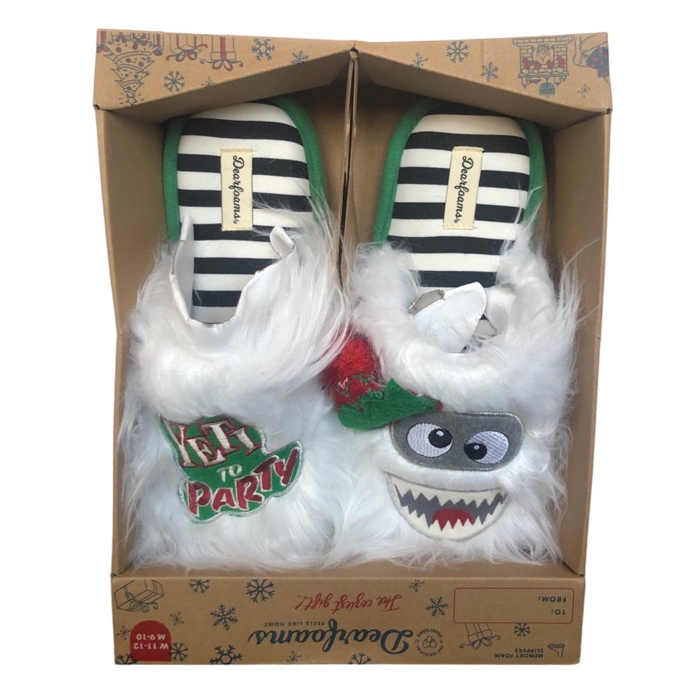 Dearfoams Yeti Party Time Slippers Woman’s size 11-12 Men’s size 9-10 - Picture 2 of 8